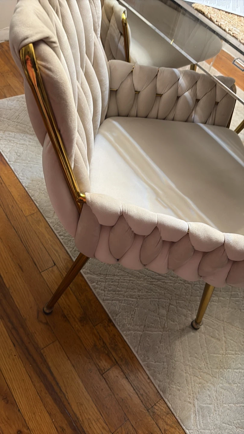 4 Elegant Cream Velvet Dining Chair - photo 2