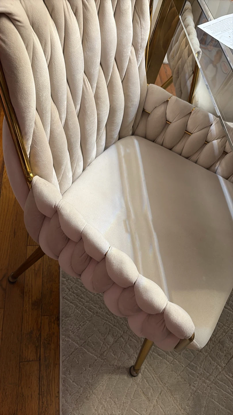 4 Elegant Cream Velvet Dining Chair
