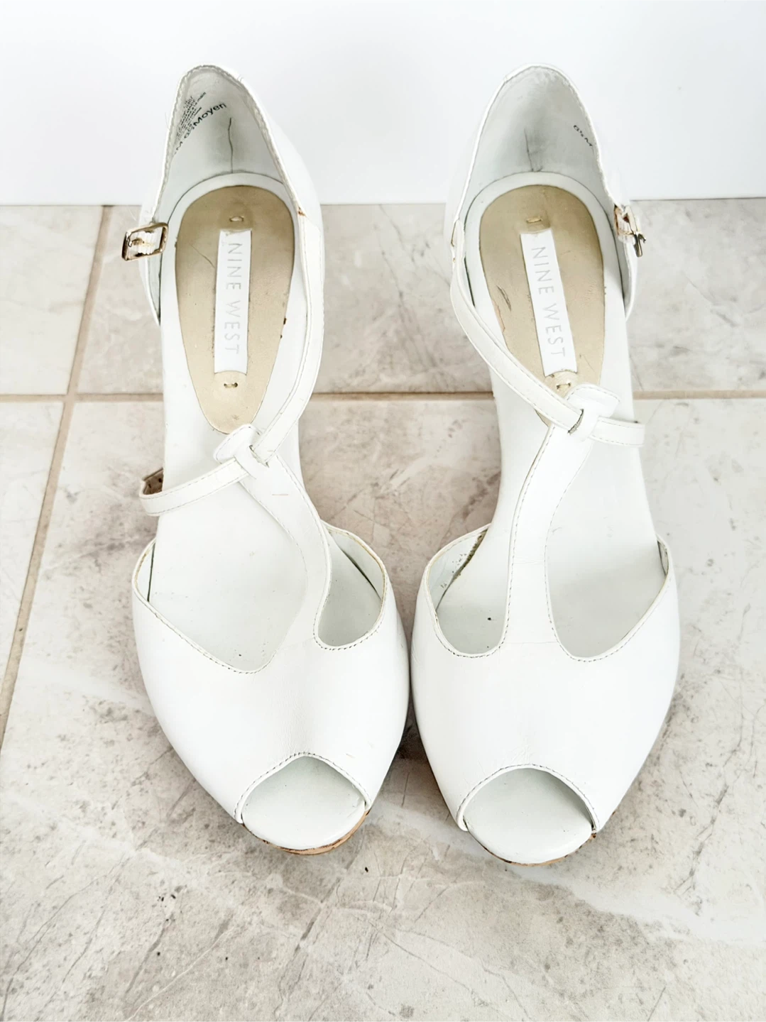 Nine West White Leather Wedge Heels - Size 6.5 - photo 2