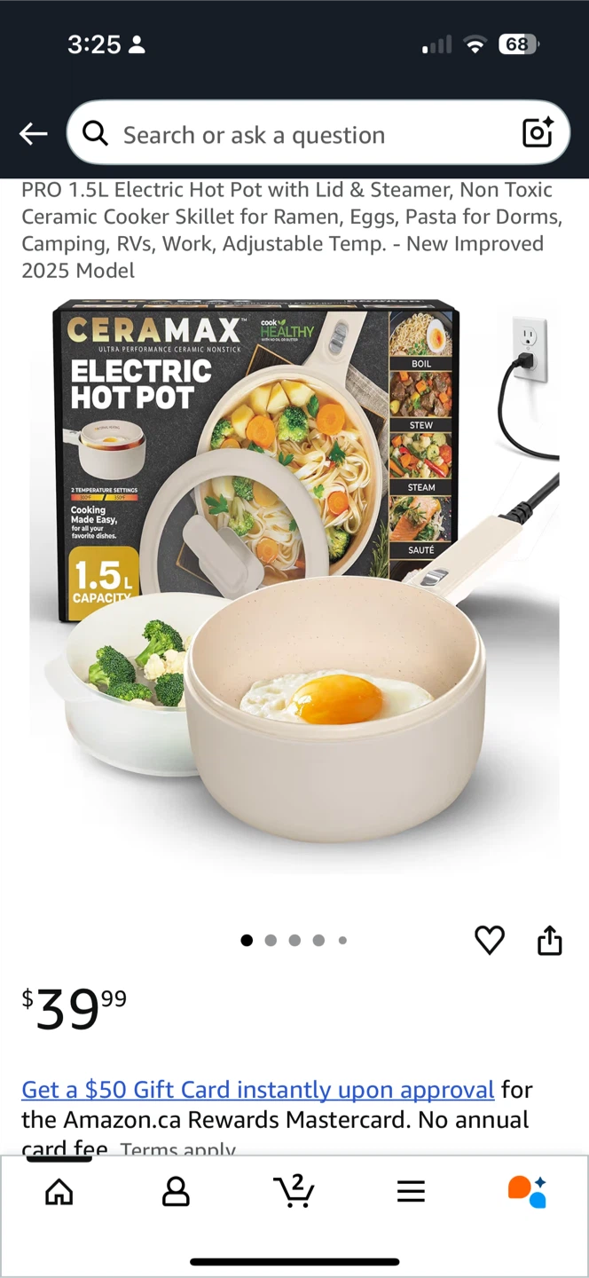 New Ceramax 1.5L Electric Hot Pot with Lid & Steamer - photo 3