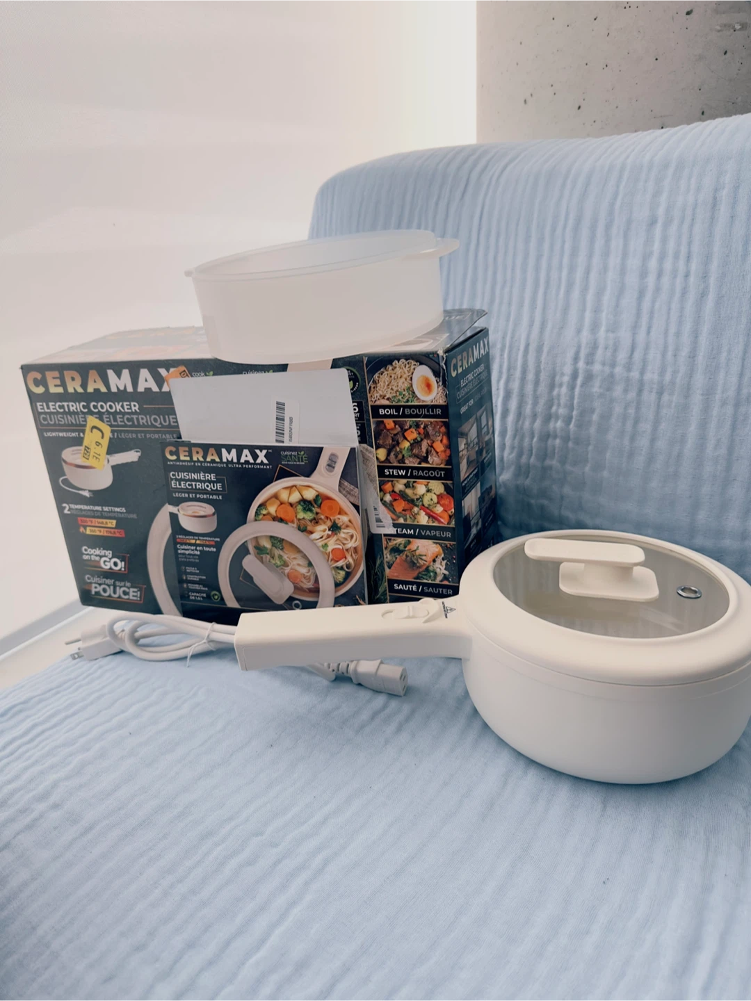 New Ceramax 1.5L Electric Hot Pot with Lid & Steamer