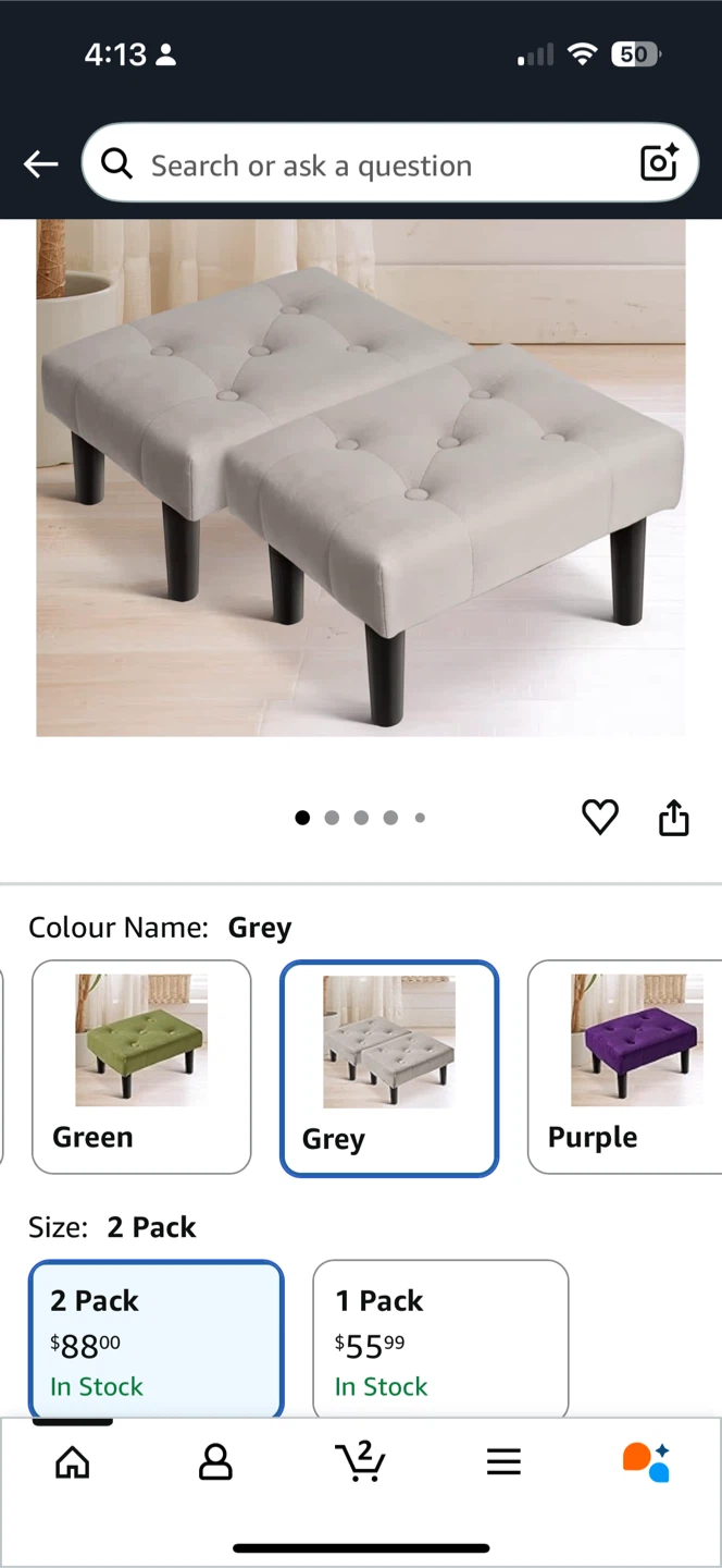 HOUCHICS Small Footstool Ottoman - Grey - photo 4