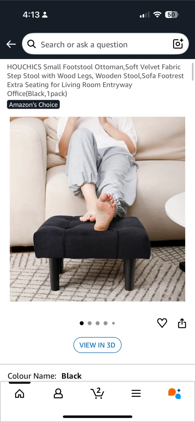 HOUCHICS Small Footstool Ottoman - Grey - photo 5