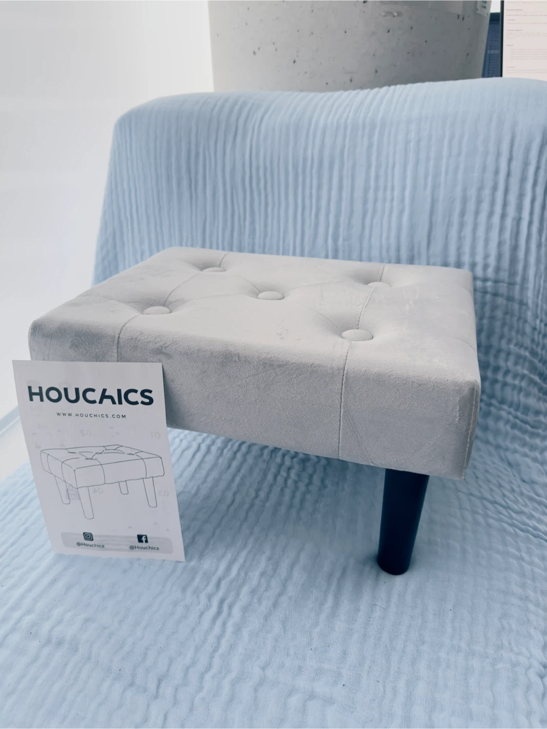 HOUCHICS Small Footstool Ottoman - Grey - photo 2