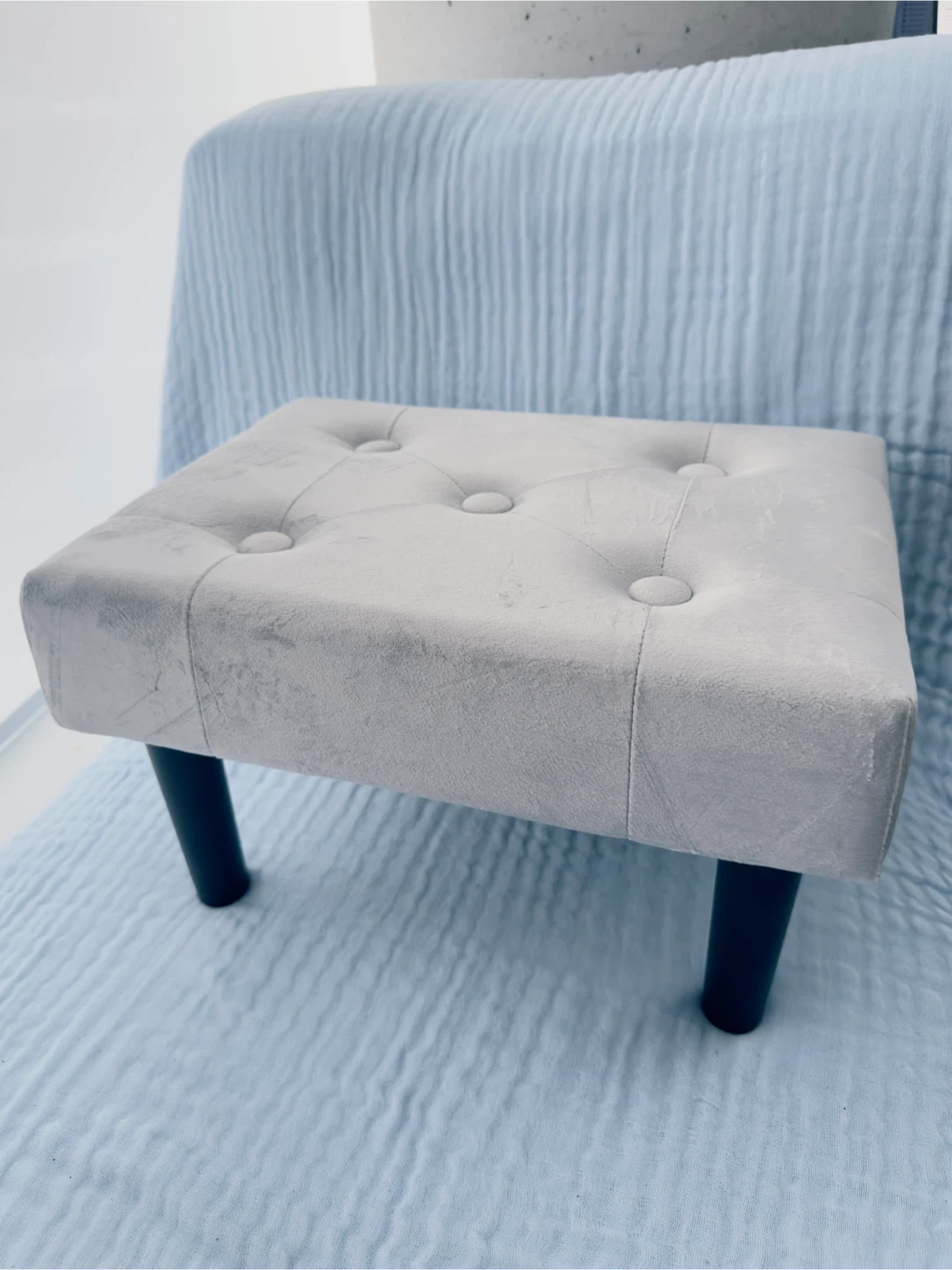 HOUCHICS Small Footstool Ottoman - Grey - photo 3