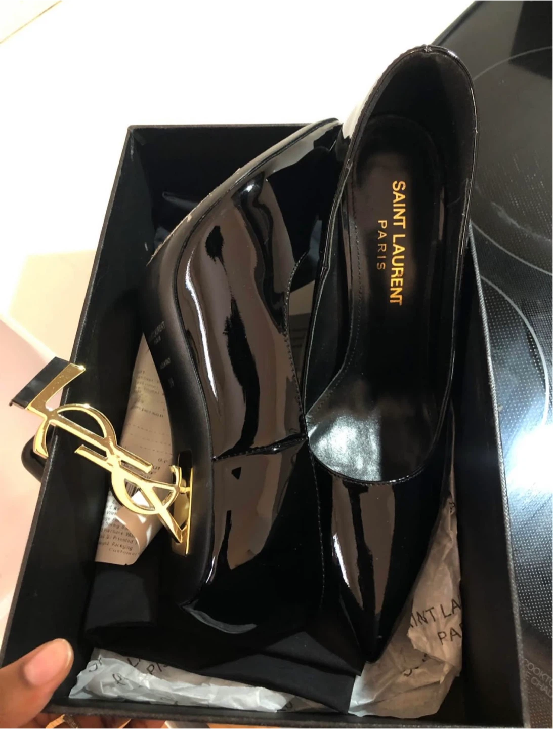 Saint Laurent Black Patent Leather Heels