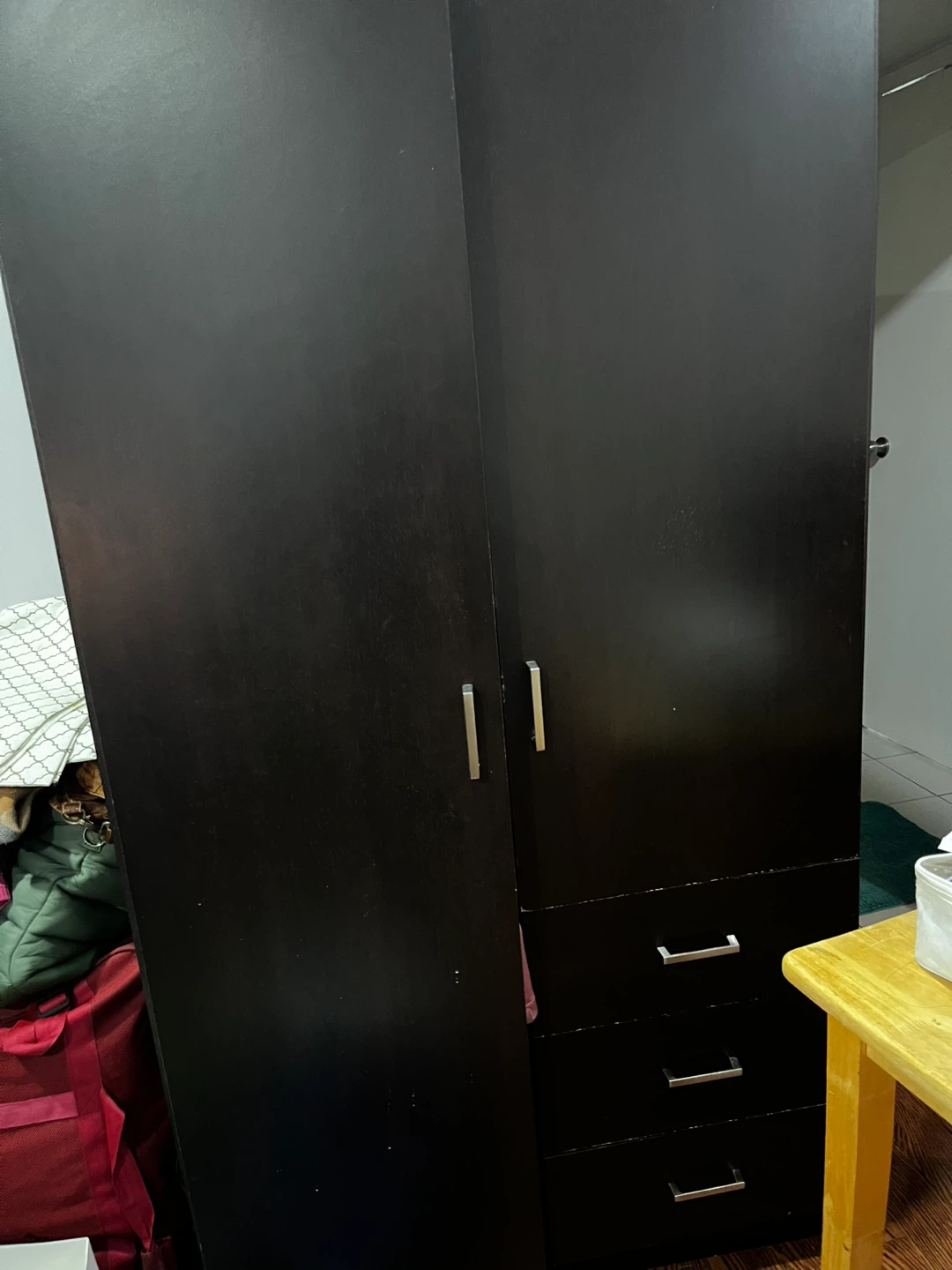 Dark Brown Wardrobe with Drawers