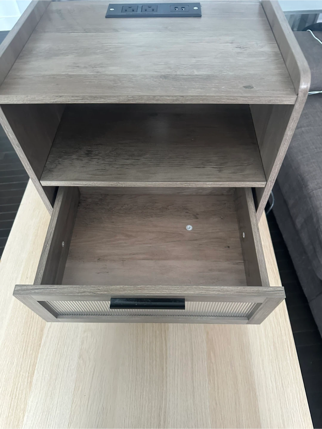 Wood Finish Nightstand with USB Ports - photo 5