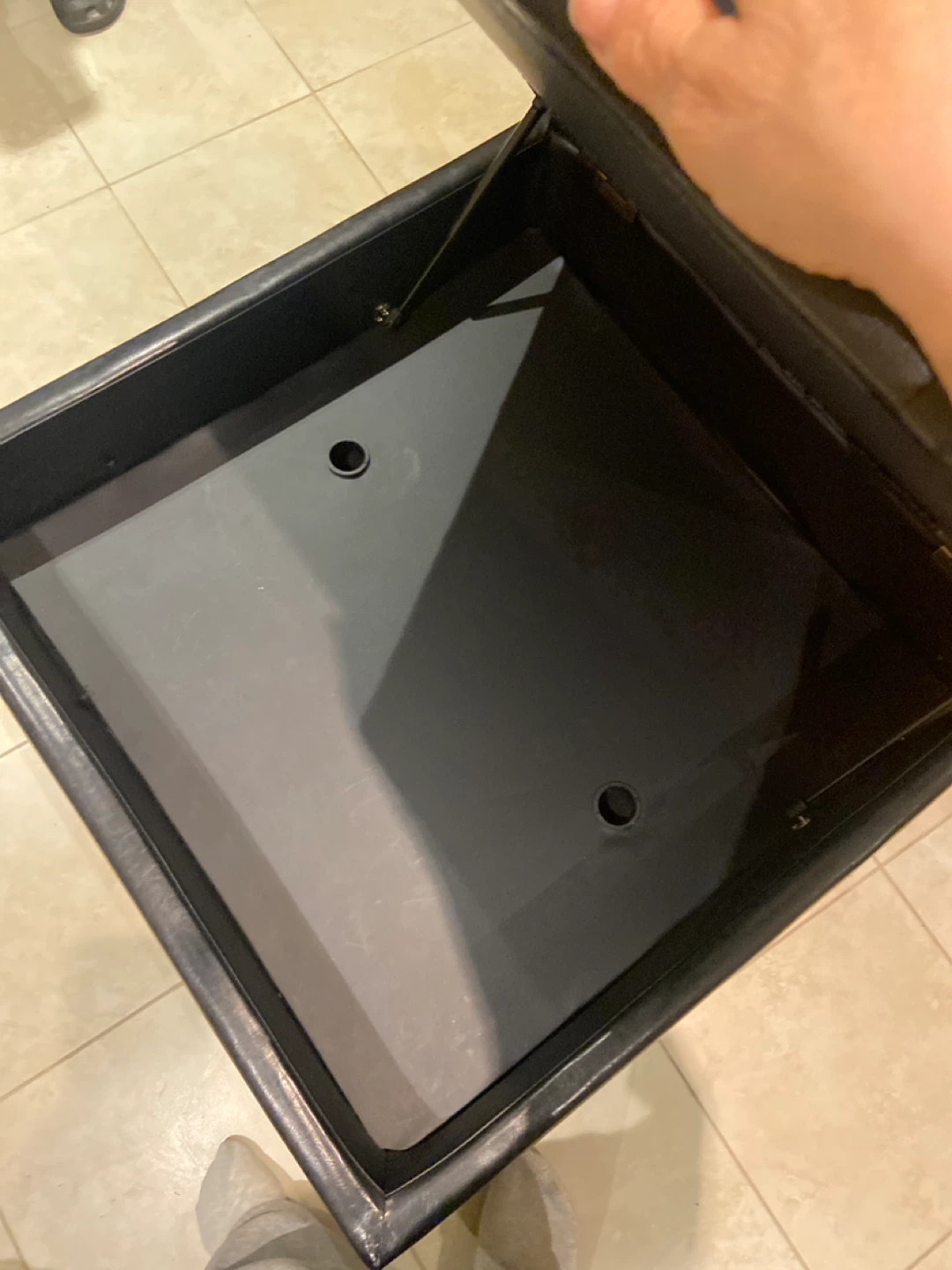 Black Leather Storage Ottoman 🏆 - photo 4
