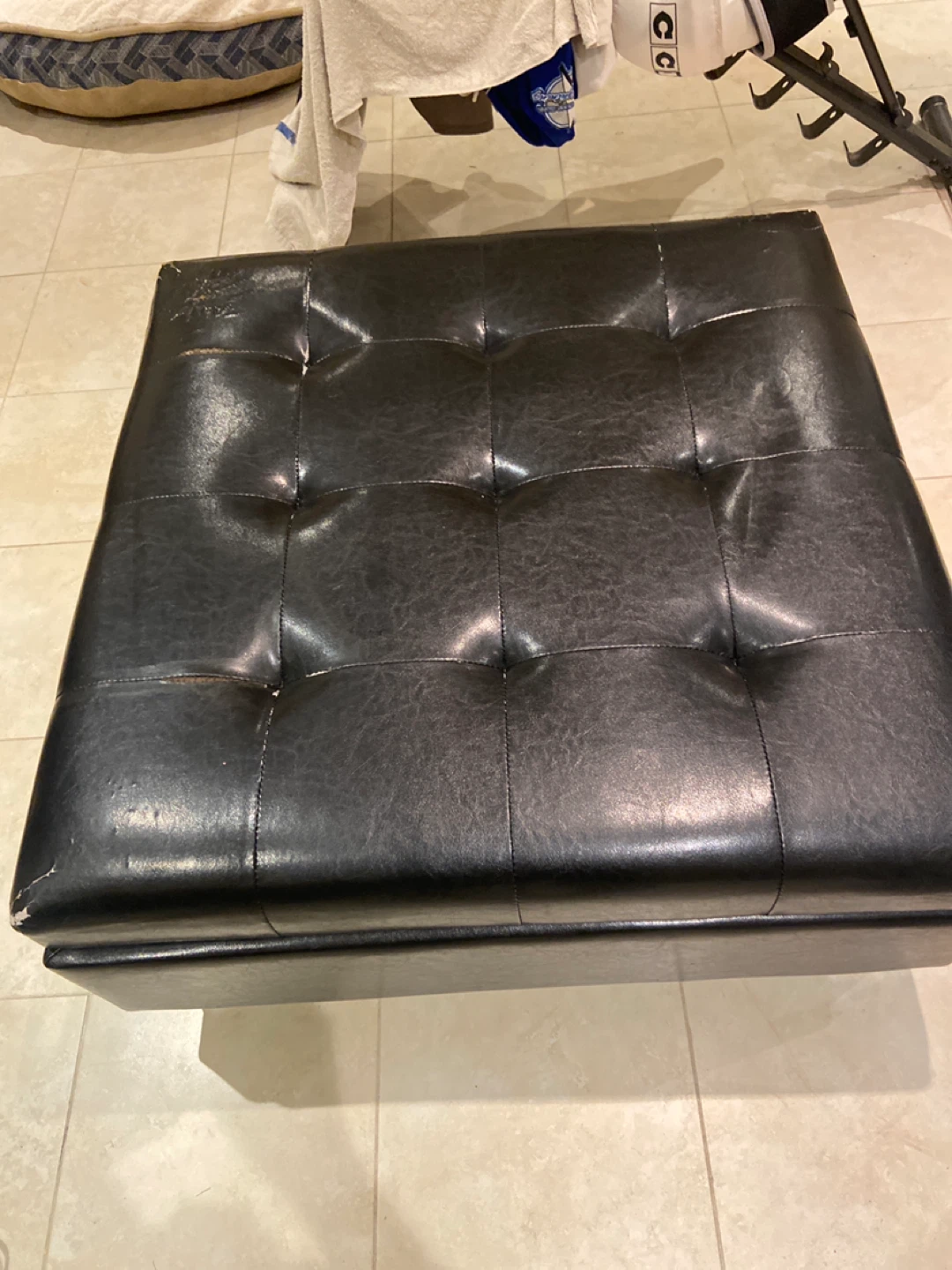 Black Leather Storage Ottoman 🏆 - photo 3