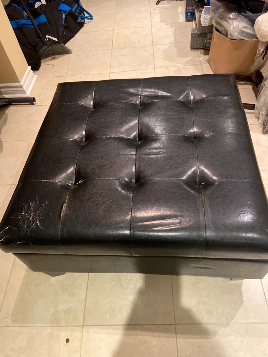 Black Leather Storage Ottoman 🏆 - photo 2