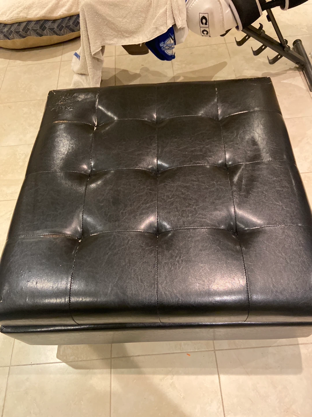 Black Leather Storage Ottoman 🏆