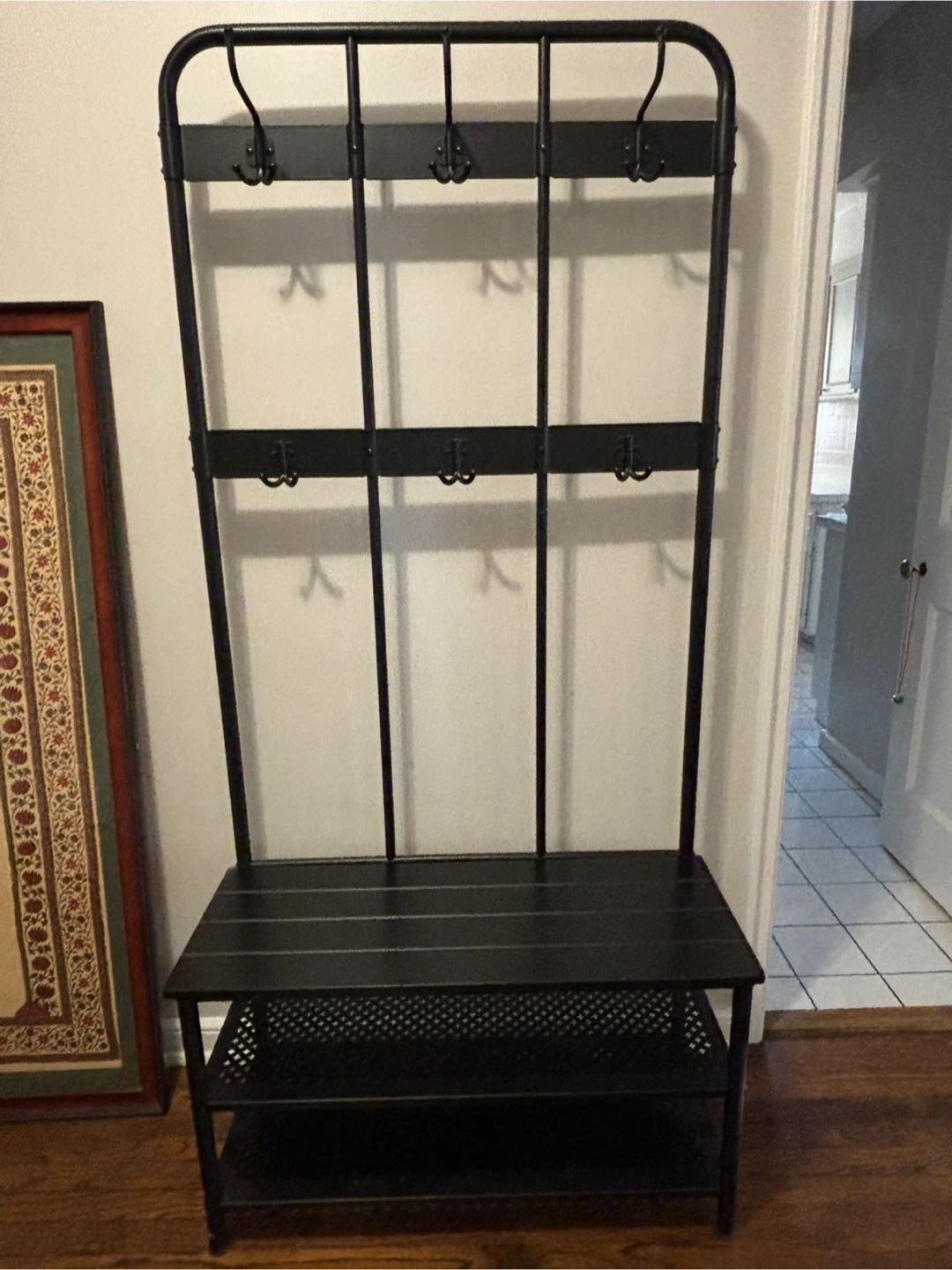 IKEA Black Coat Rack with Shoe Storage
