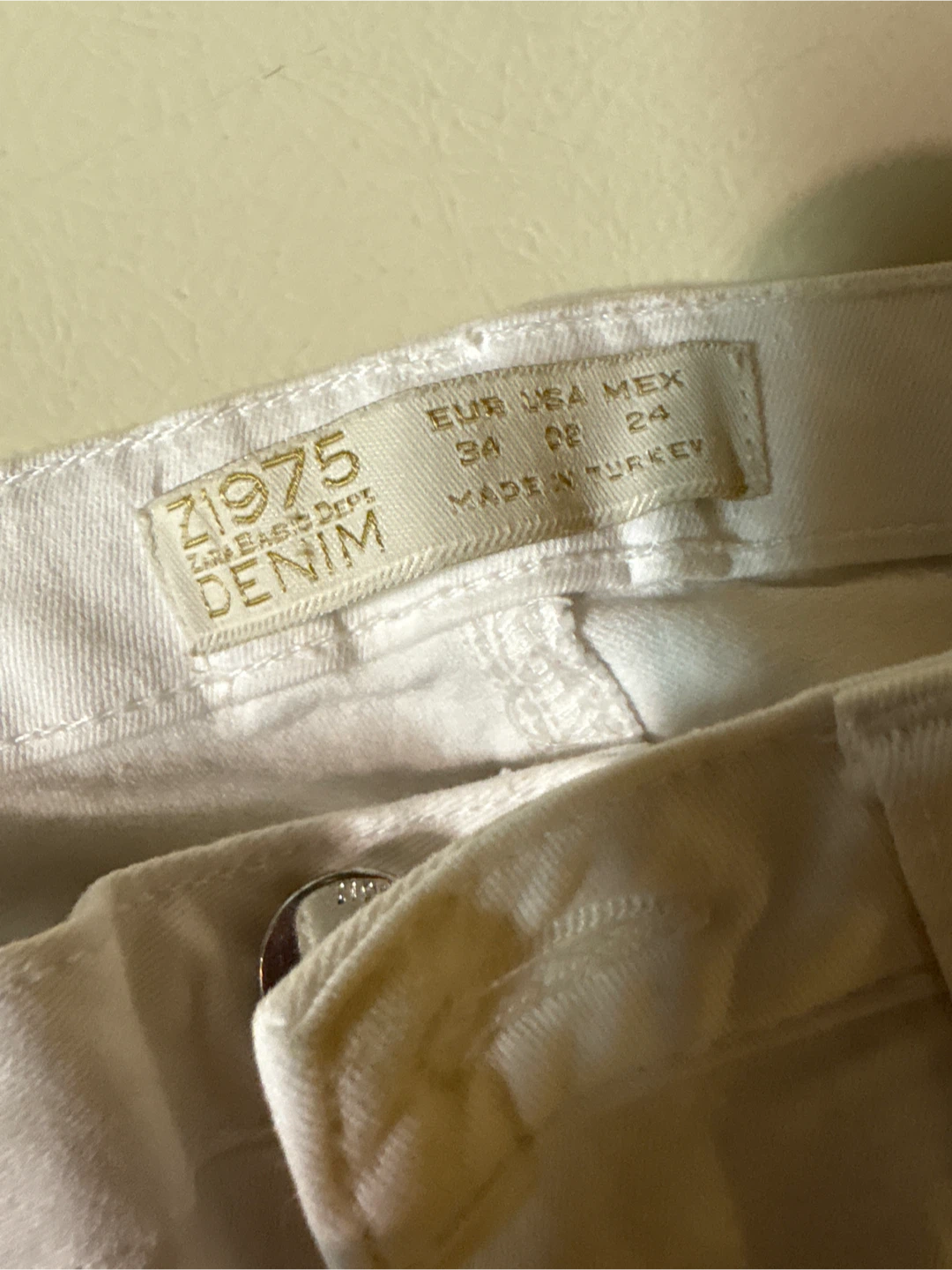 Zara Basic Dept White Moto Jeans - Size 34 - photo 2