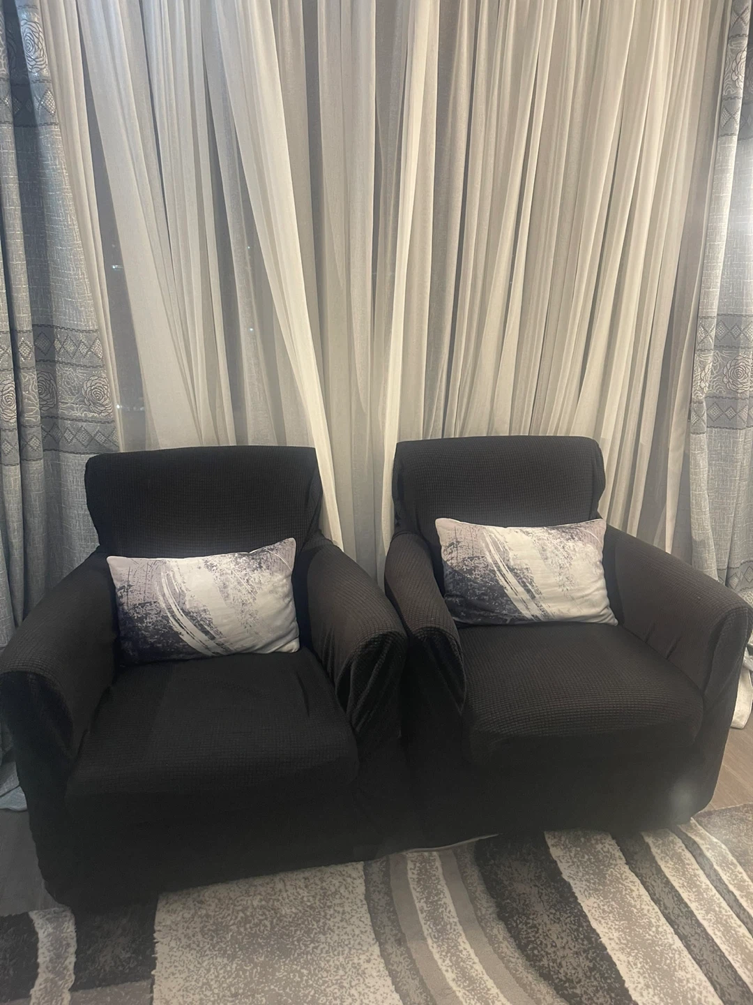 Armchairs - Pair of Black Chair Covers Included - photo 5