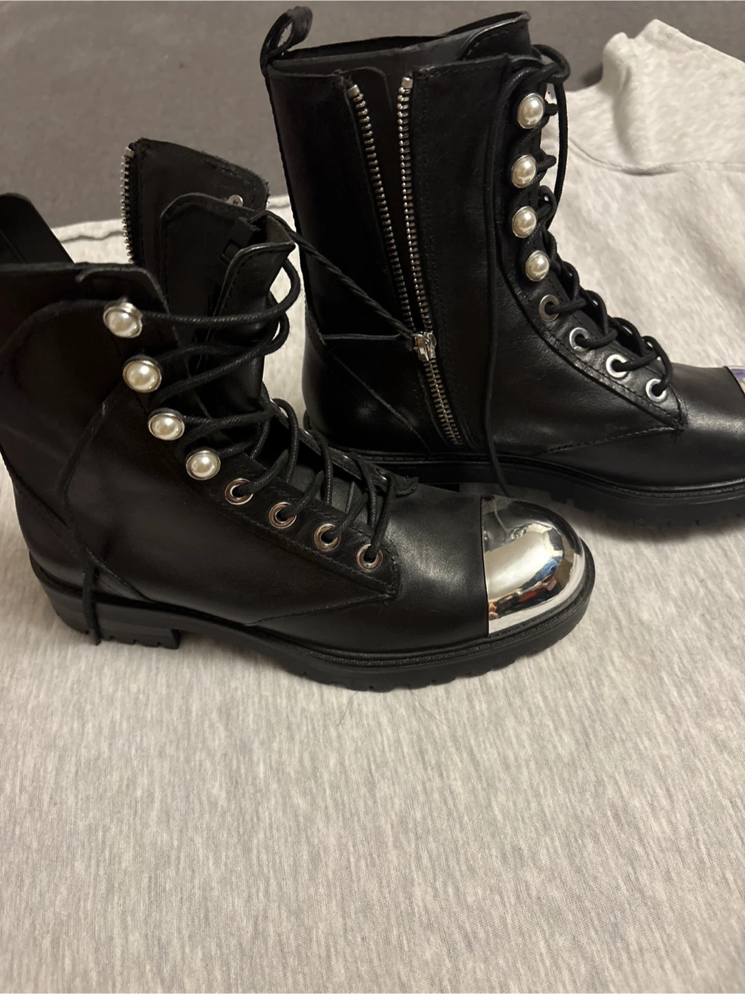 Zara Black Leather Boots Size 37(6.5) - photo 2
