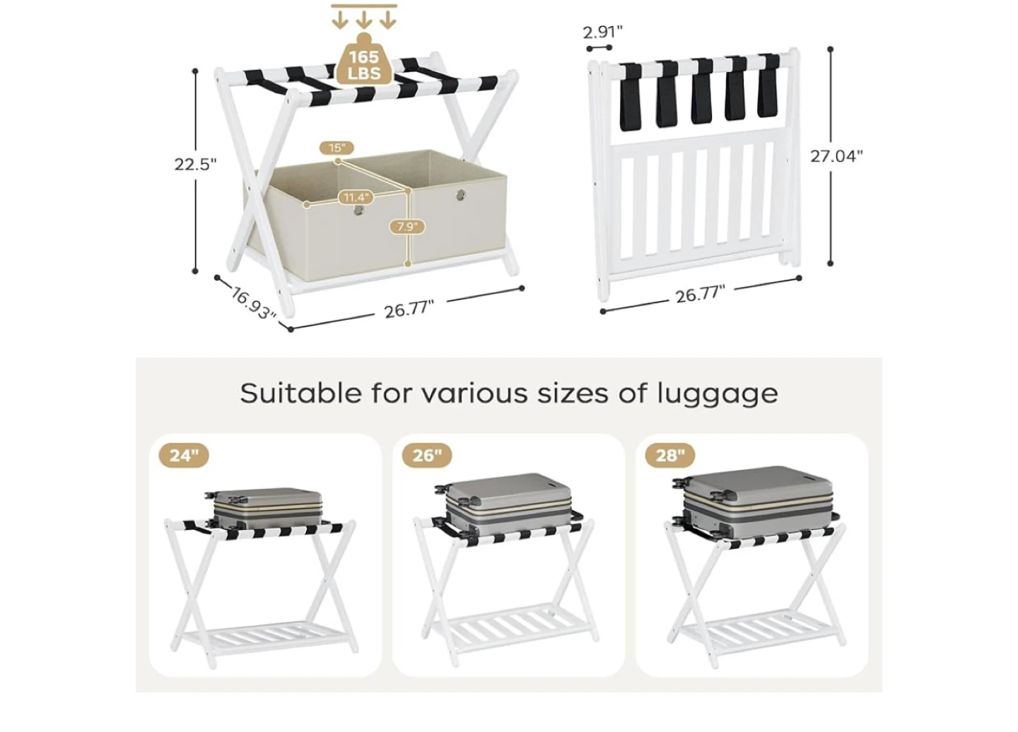 Bamboo Luggage Rack with Storage Baskets - photo 2