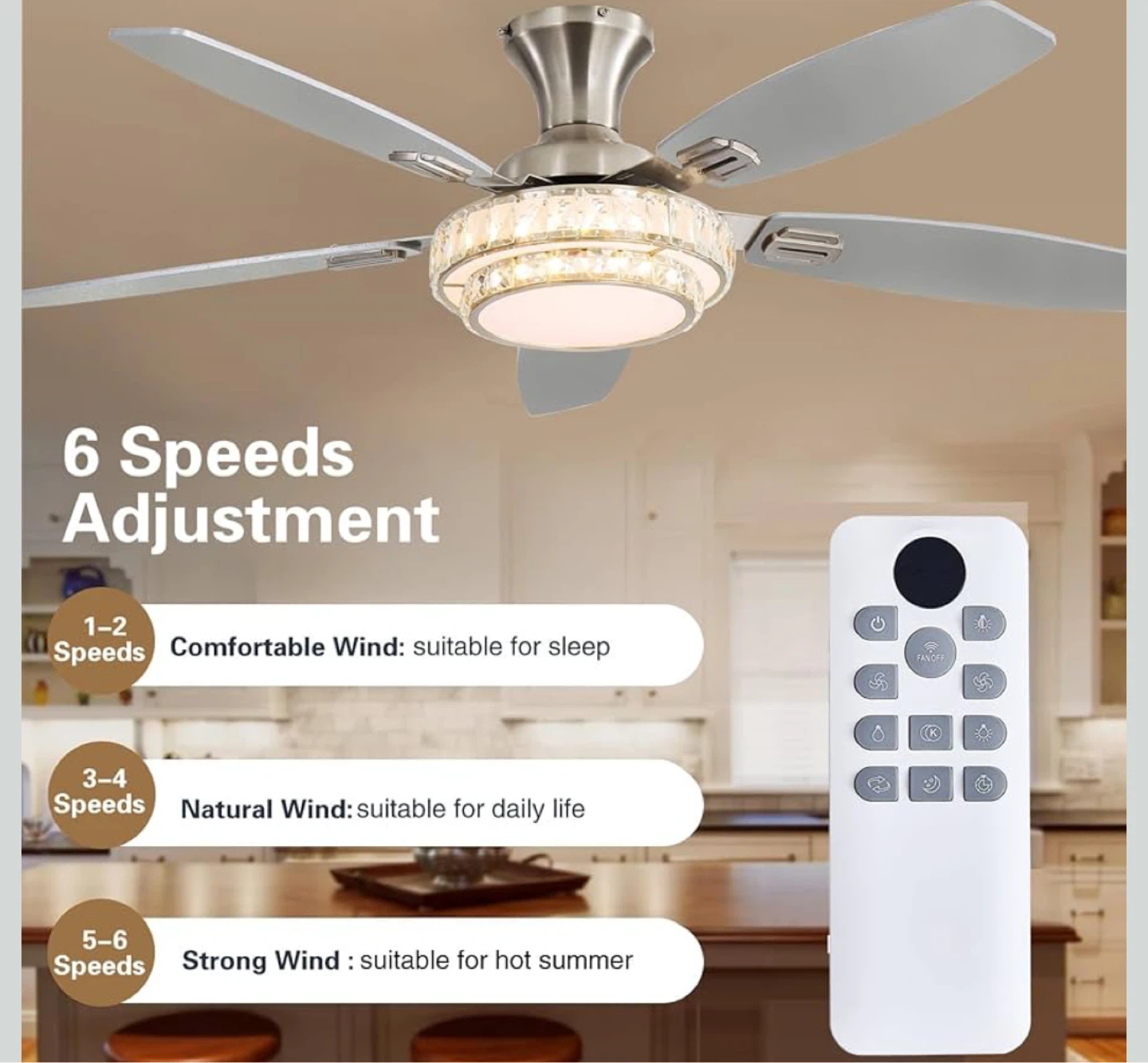 Crystal Ceiling Fan with Remote