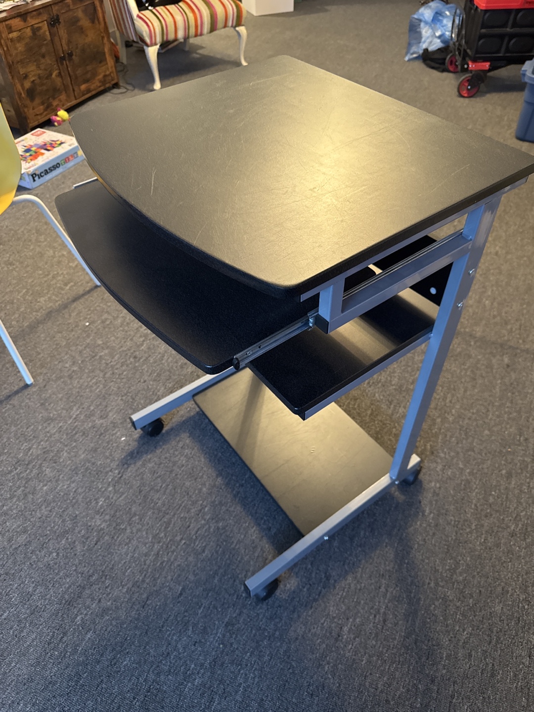 Black Rolling Computer Desk