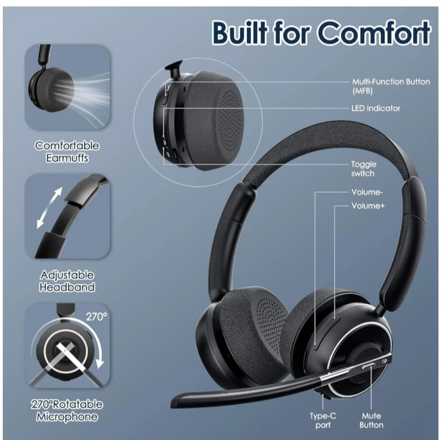 Comfortable Earmuffs Adjustable Headband Headphones - photo 2