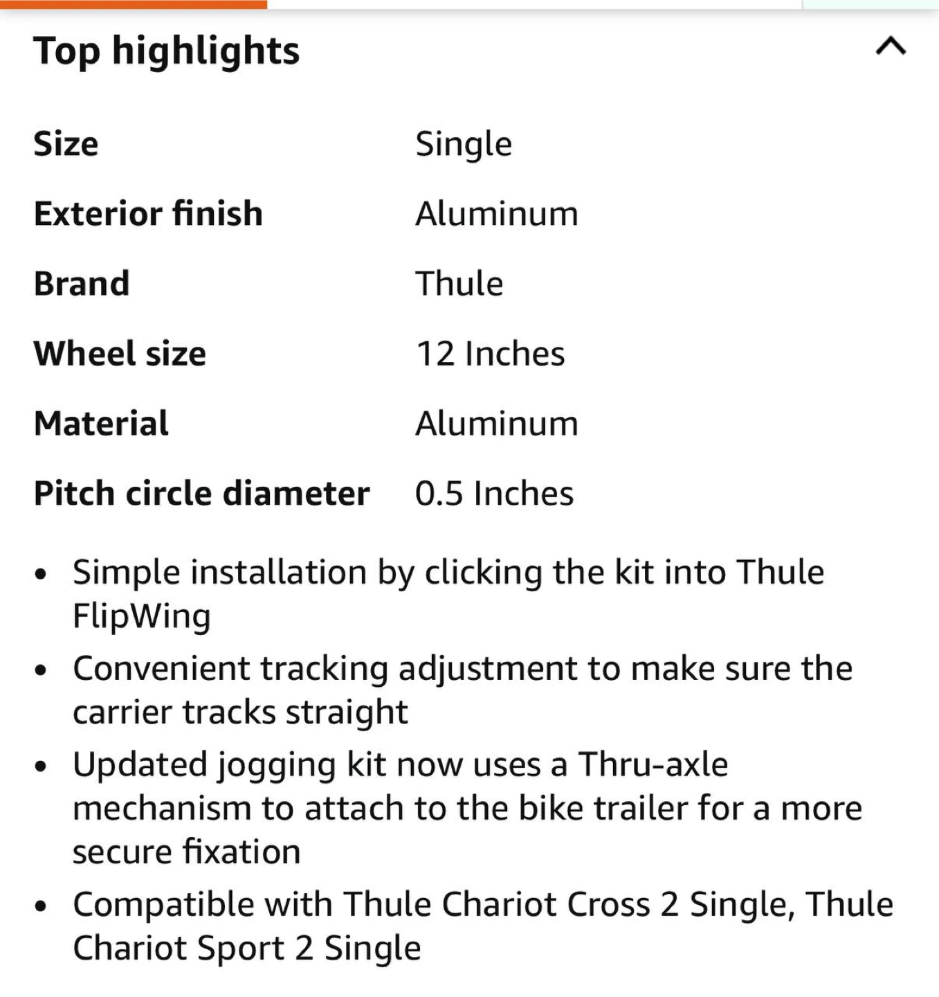 Thule Chariot 2 Jogging Kit — Single | NEW | Aluminum - photo 2