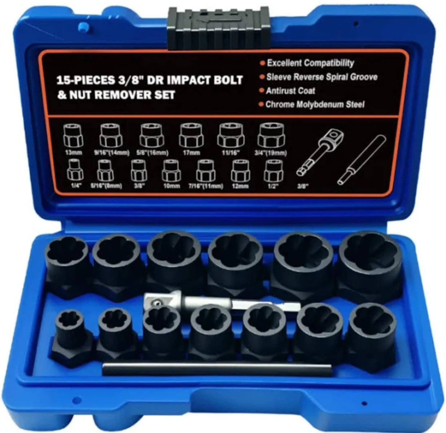 Greywolf High Bolt Nut Extractor Set - 13 Pieces