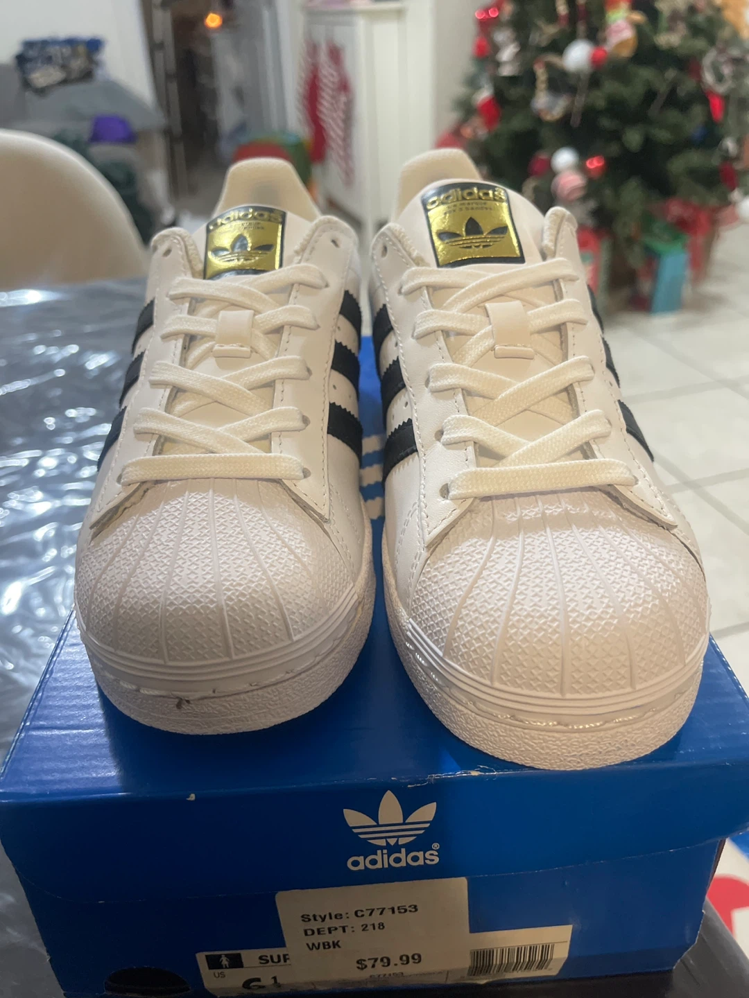 Adidas Superstar White/Black Shoes - Size 6.5