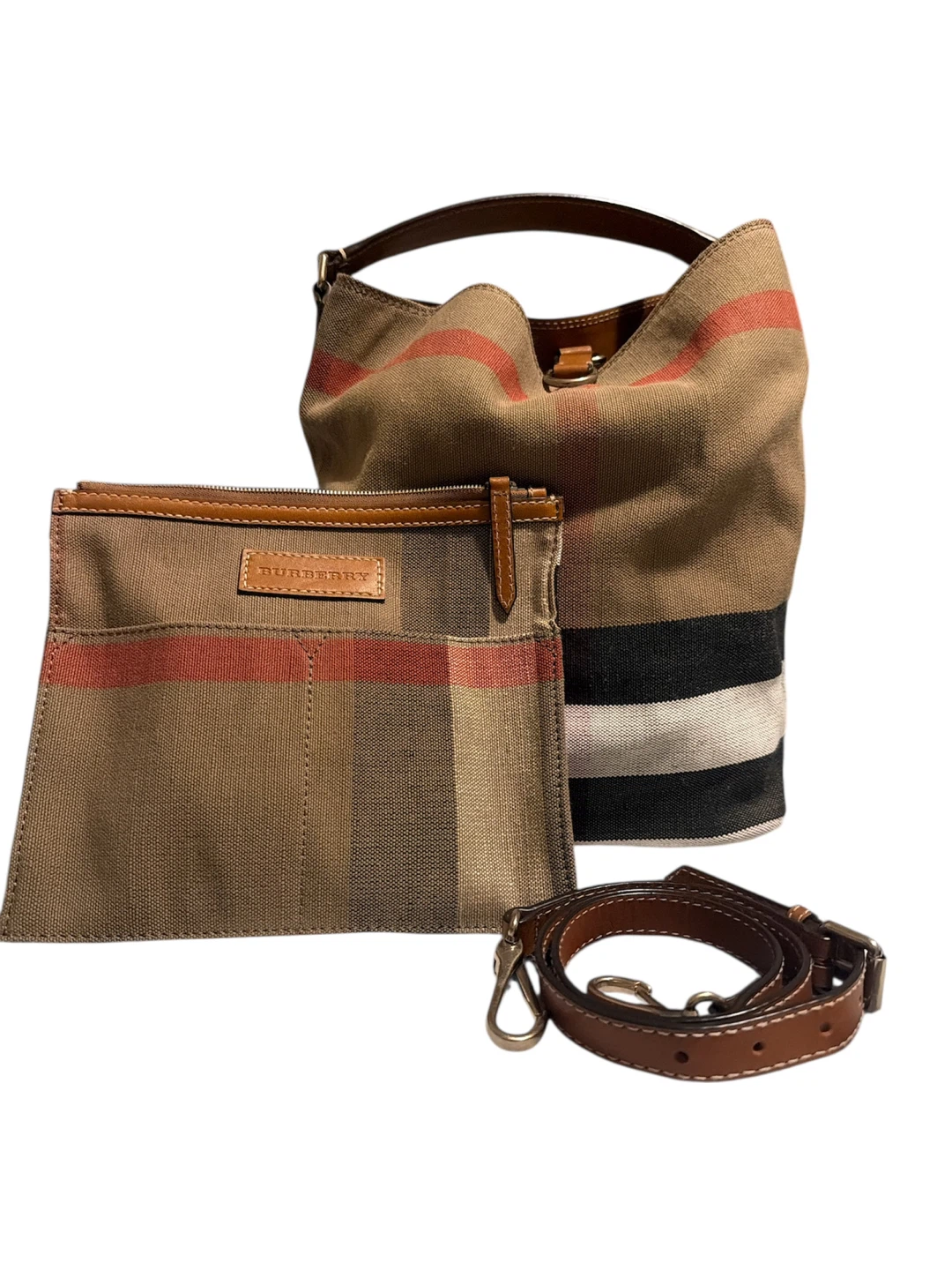 Burberry Bucket Bag with Pouch & Strap