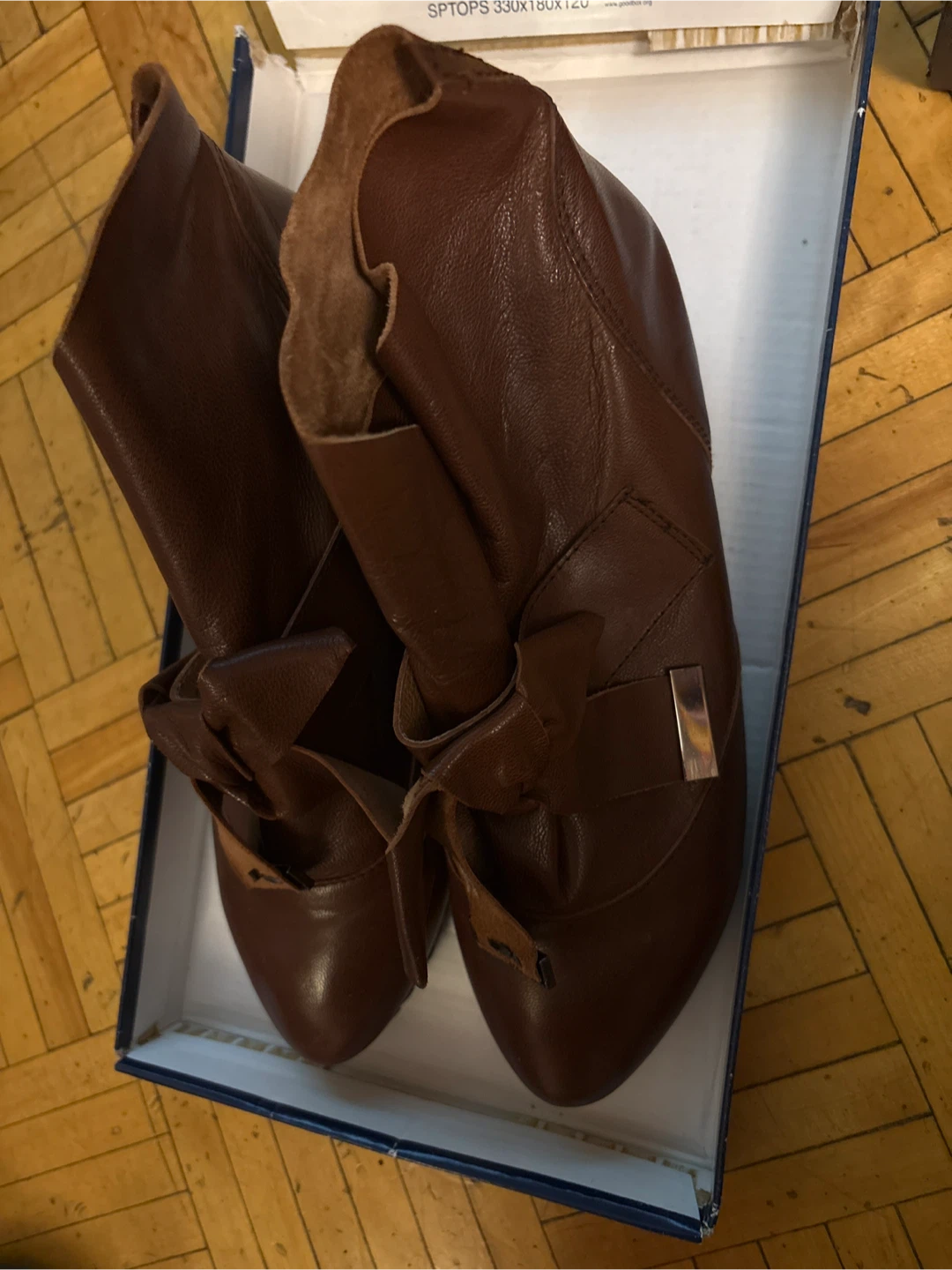 B & Co Brown Leather Ankle Boots