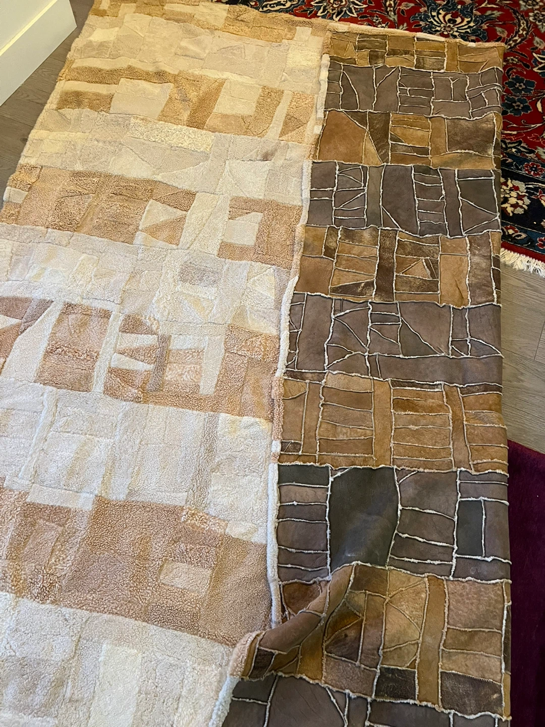 Sheepskin patchwork rug