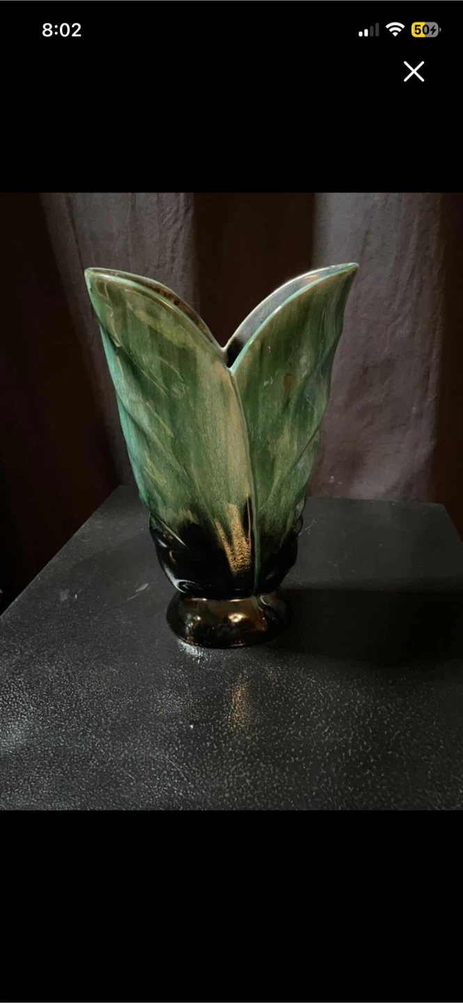 Vintage BMP Green Vase