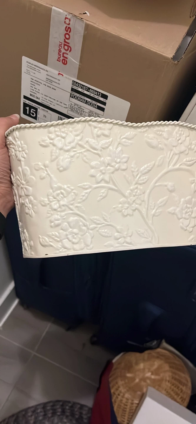 Floral Patterned White Planter