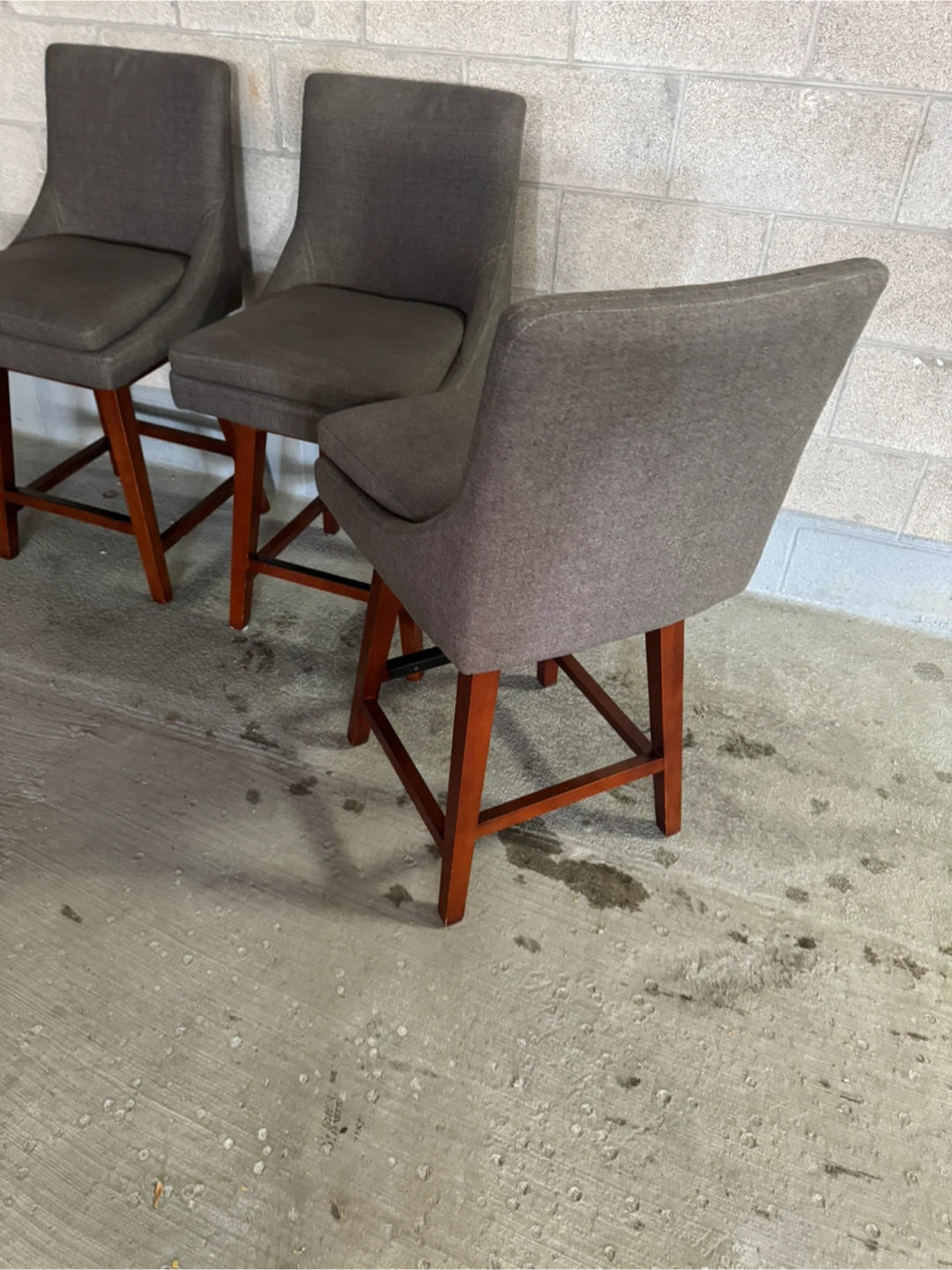 Set of 3 Gray Upholstered Swivel Counter Stools - photo 3
