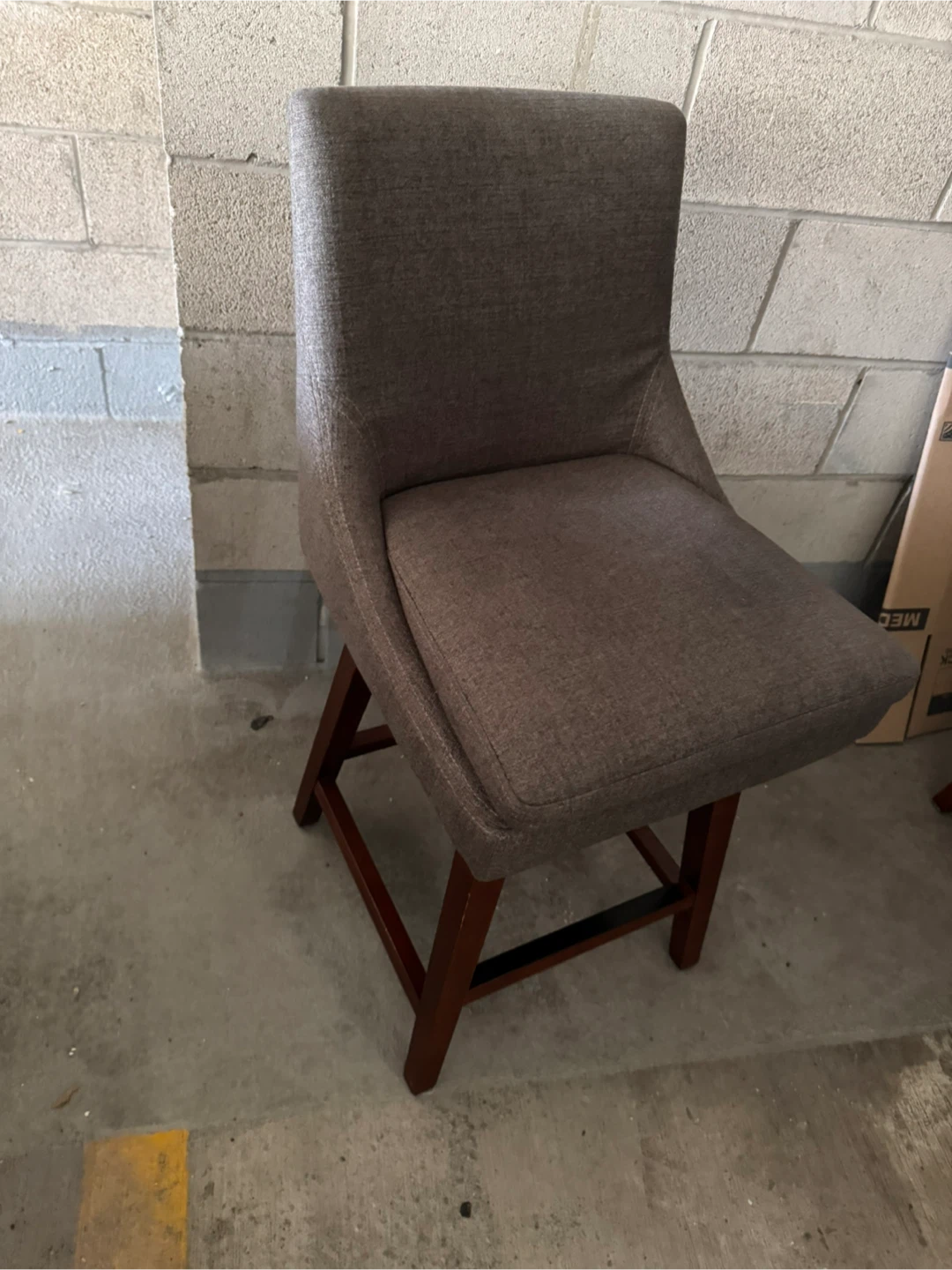 Set of 3 Gray Upholstered Swivel Counter Stools