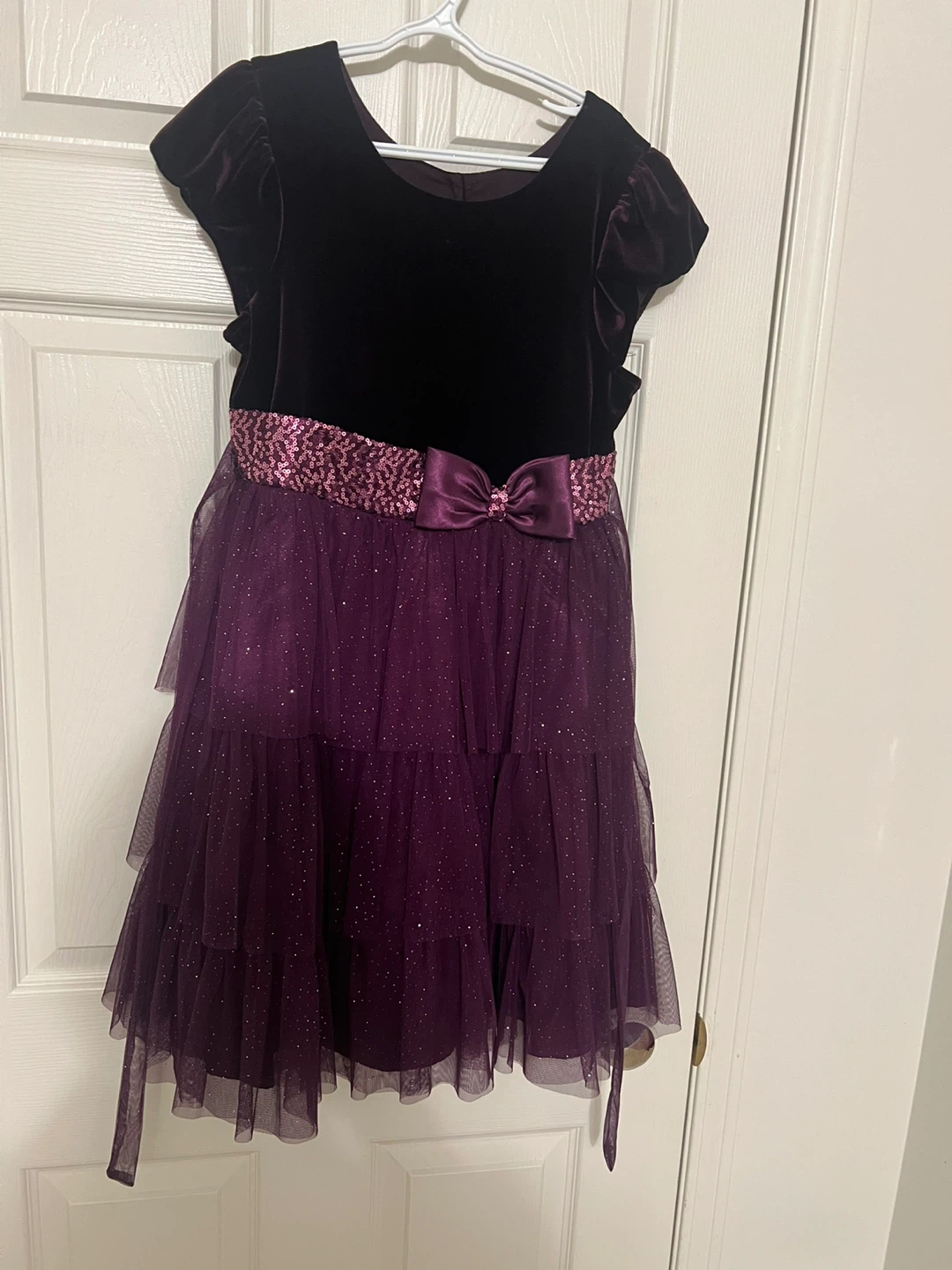 Girls' Purple Velvet Party Dress