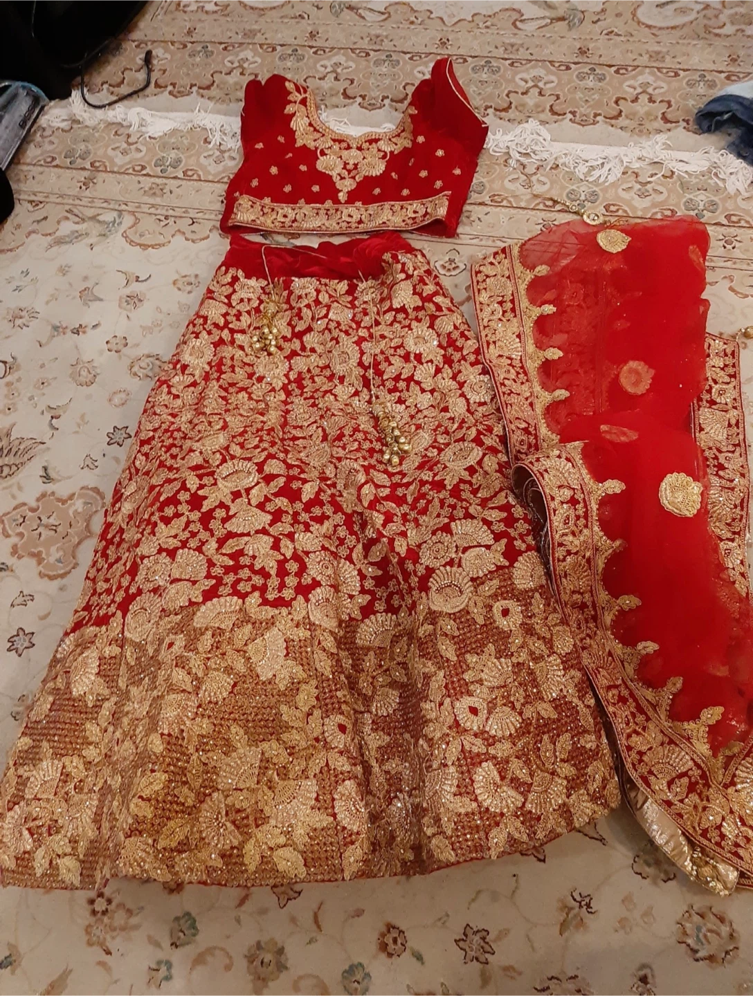 Red & Gold Lehenga Choli Set - photo 2