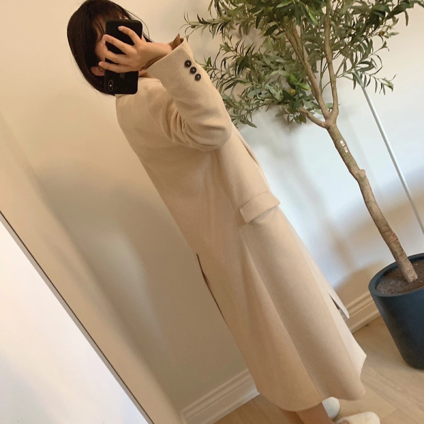 ZARA Long Oatmeal Coat Size S Elegant Work Casual - photo 3