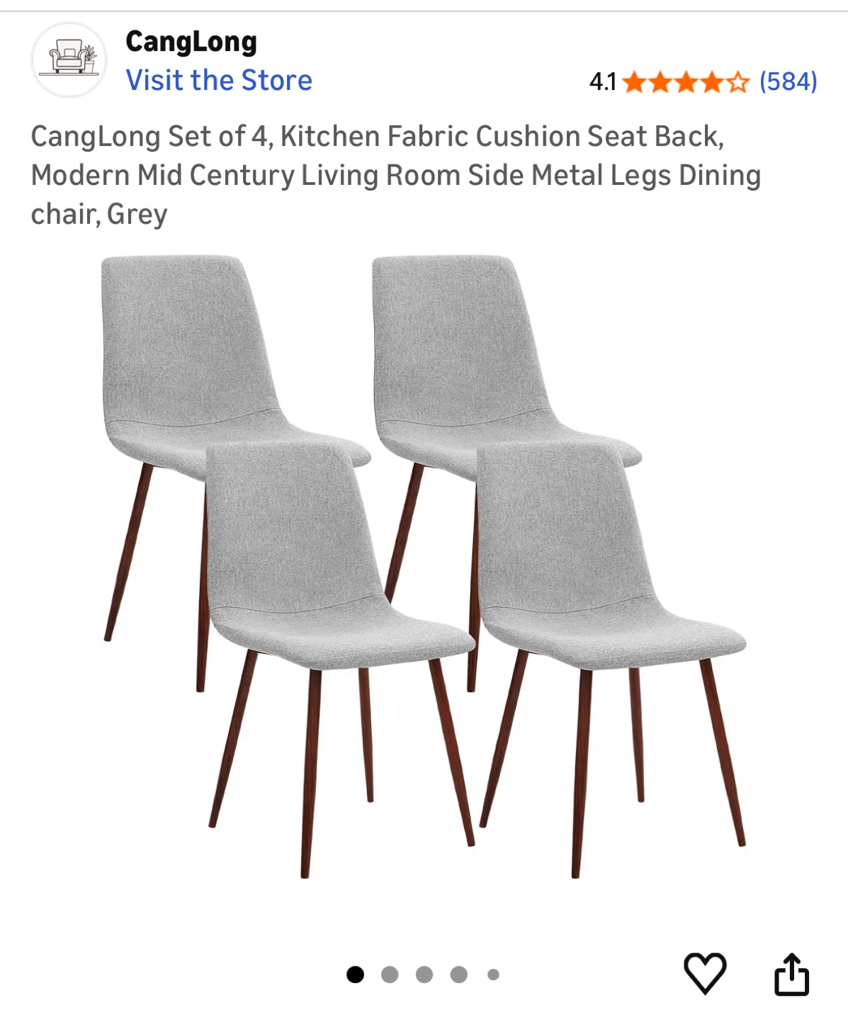 CangLong Set of 4 Dining Chairs - Grey
