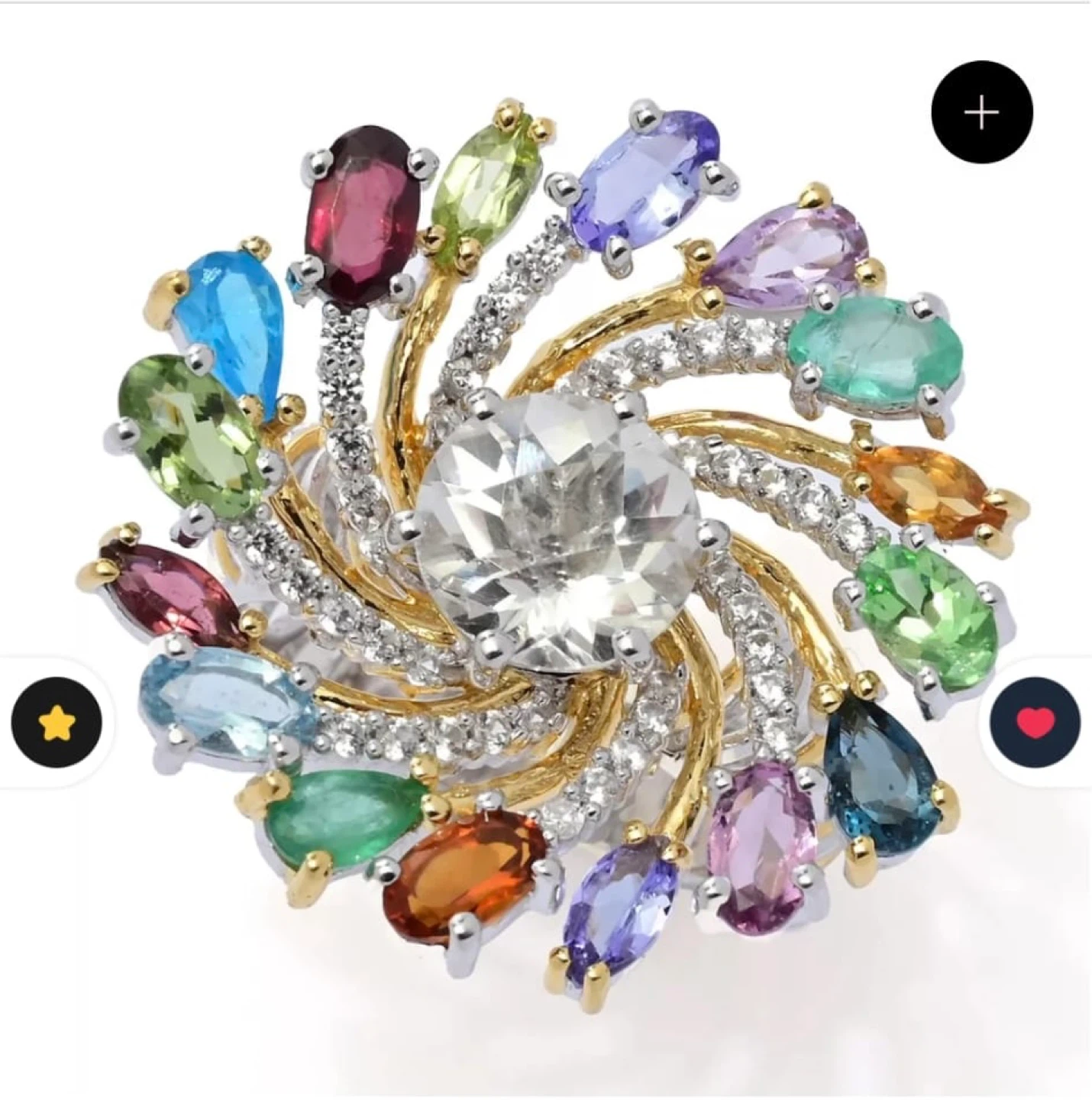 5.51 ctw Clear Quartz Multi Gemstones Rainbow Ring - photo 3