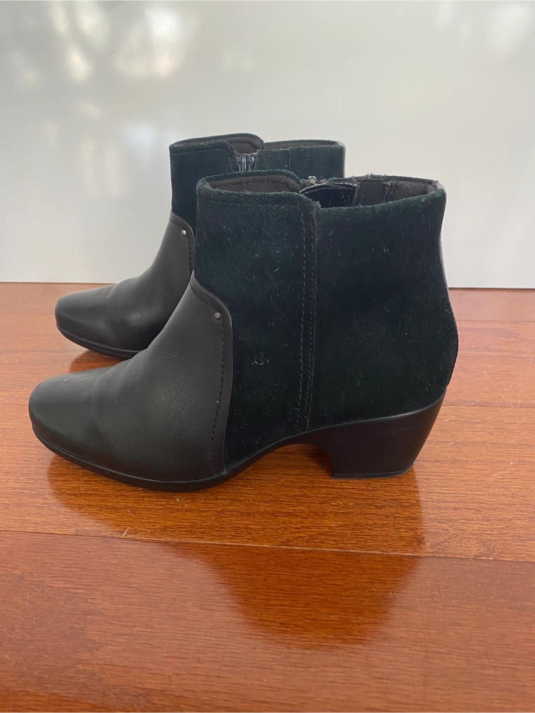 Clarks Black Genuine Leather & Suede Ankle Boots
