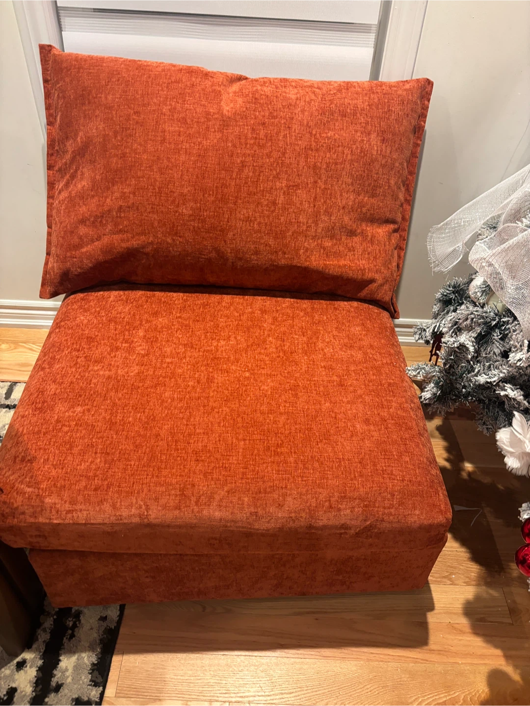 Orange Armless Chair with Cushion- AS IS - photo 2