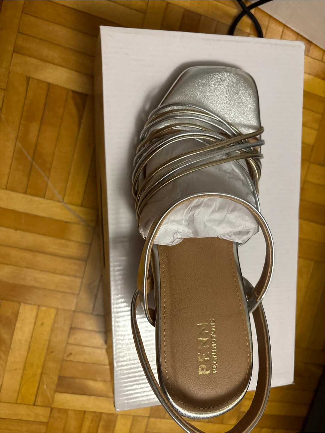 Pennington Silver Strappy Sandals - Size 9WW (New)