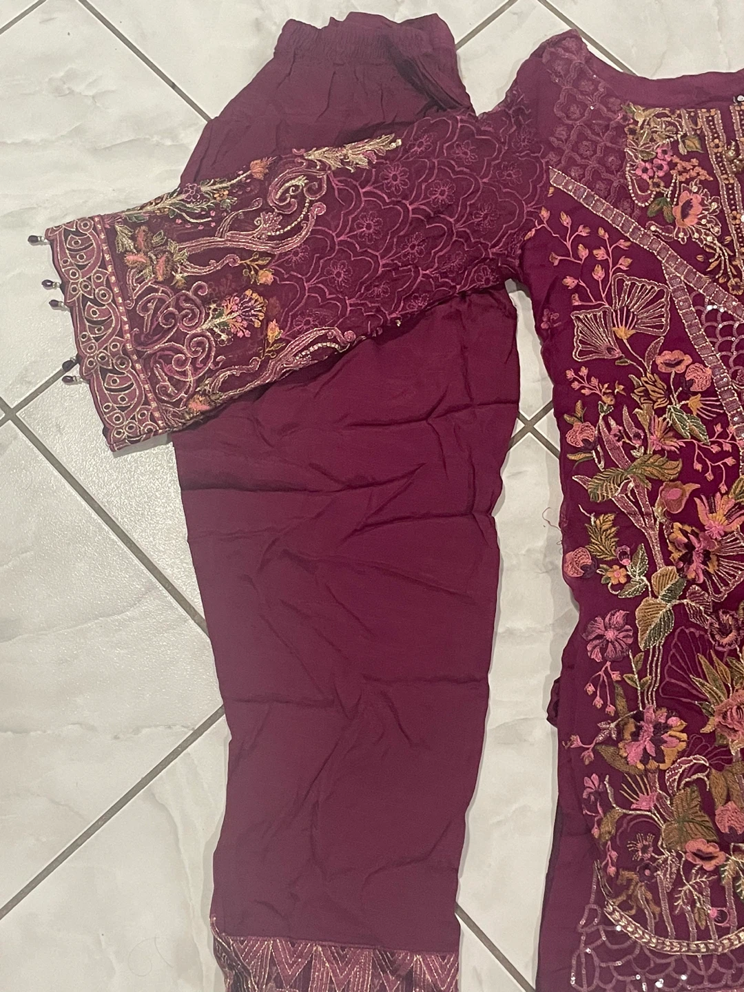 Closet L Purple Embroidered Salwar Kameez - photo 4