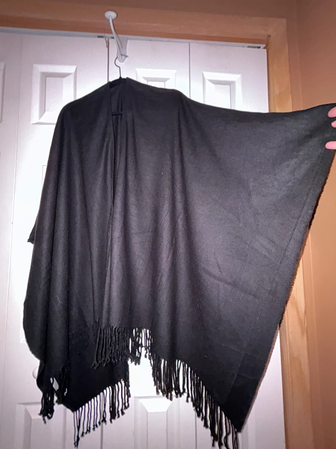 Black Fringed Poncho Wrap - photo 2