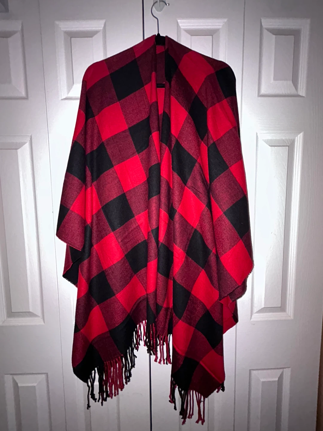 Red & Black Plaid Poncho