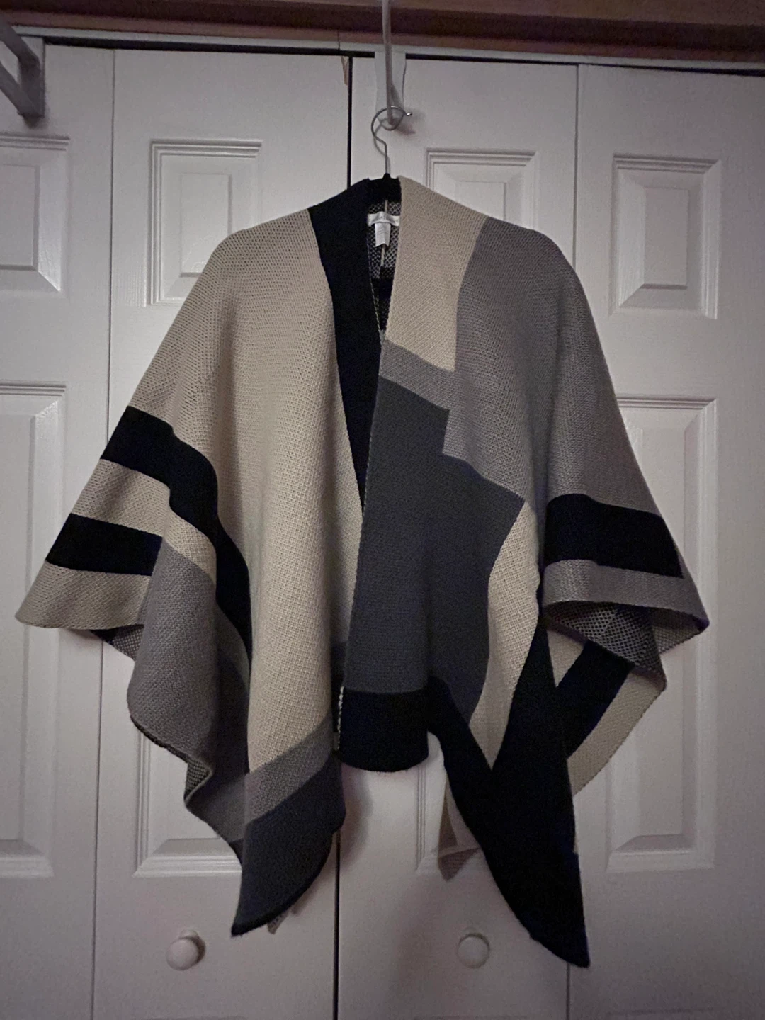 Beige and Gray Poncho