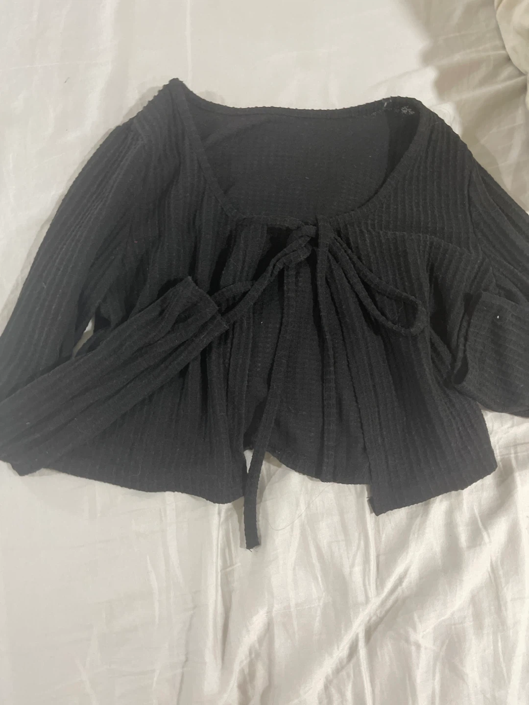 Black Tie-Front Cardigan