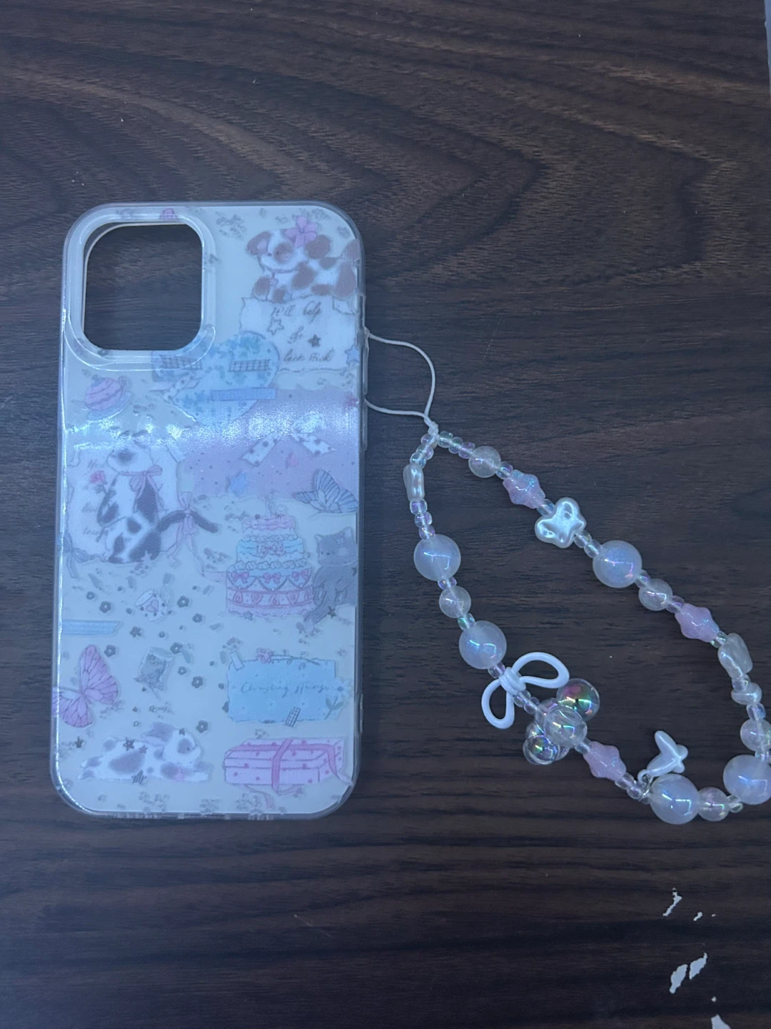Cute Pastel Phone Case for Iphone 12 + Beaded Phone Charm🌸✨