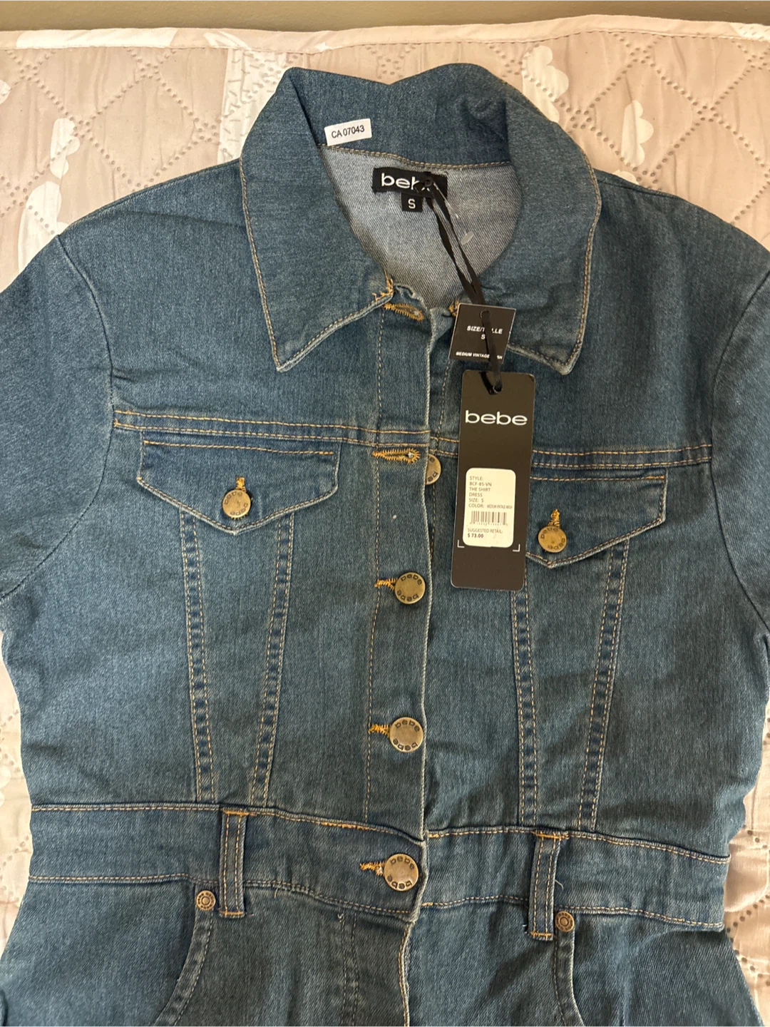 New Bebe Denim Mini Shirt Dress - Size S - photo 2
