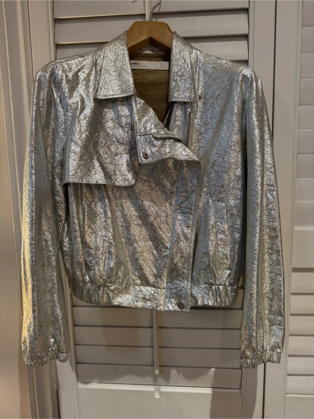 Zara  Shimmering Silver Jacket - Size M - photo 3